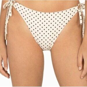 NEW Peony Polka Dot Side Tie Bikini Bottoms Biscotti Size 6 Adjustable Tie Sides